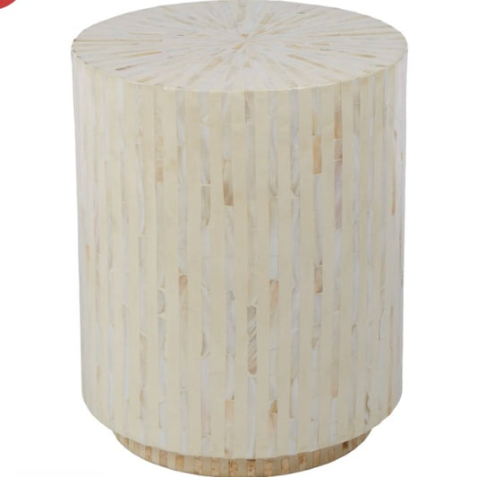 SIENNA MOTHER OF PEARL INLAY SIDE TABLE -CREAM/NATURAL