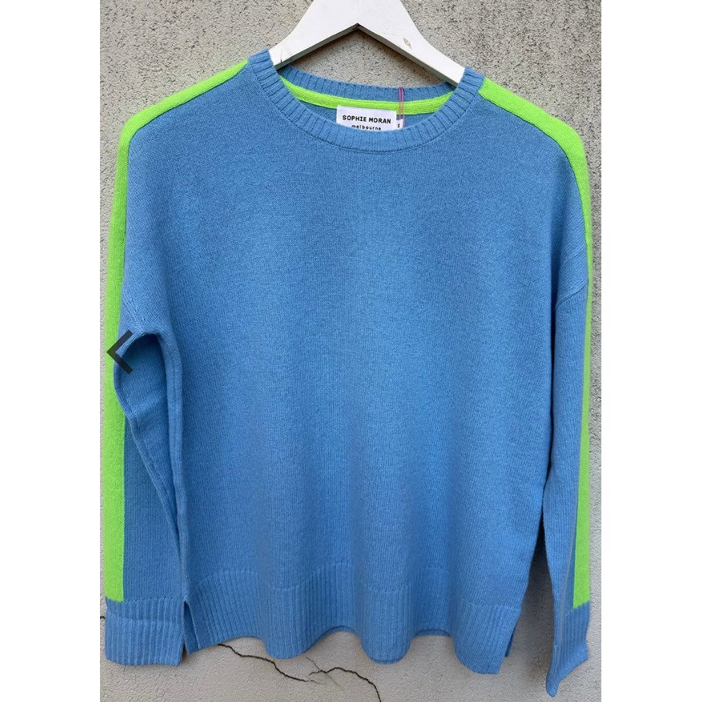 100% Cashmere – Arm Stripe Knit – Blue & Green Stripe