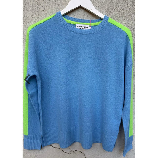 100% Cashmere – Arm Stripe Knit – Blue & Green Stripe