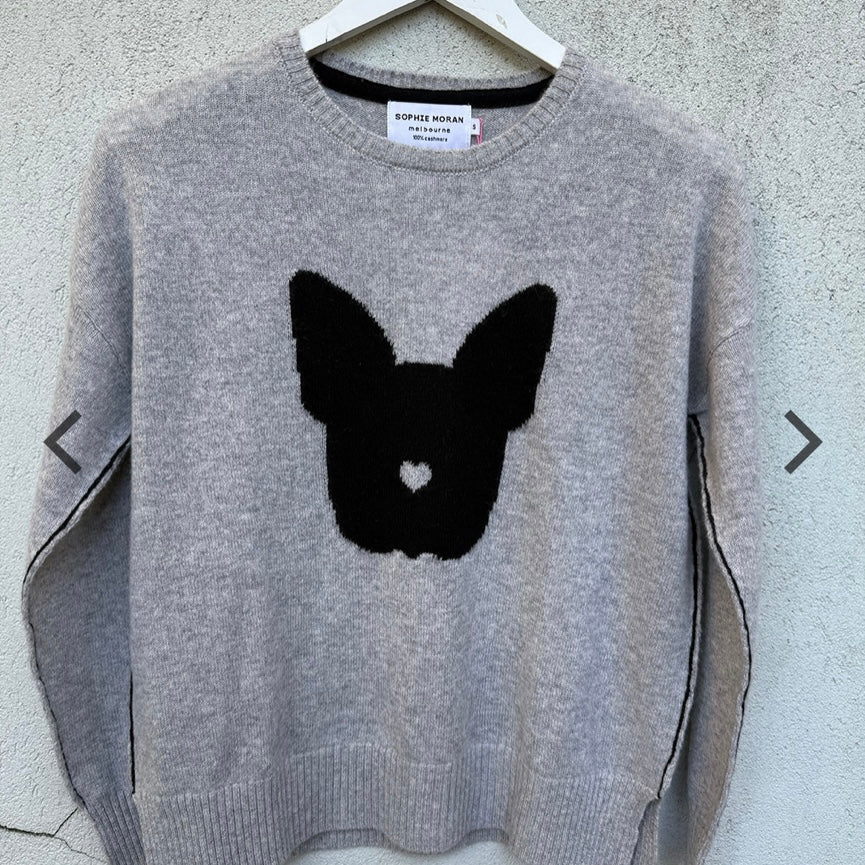 100% Cashmere – Frenchie Knit – Black & Grey Marle