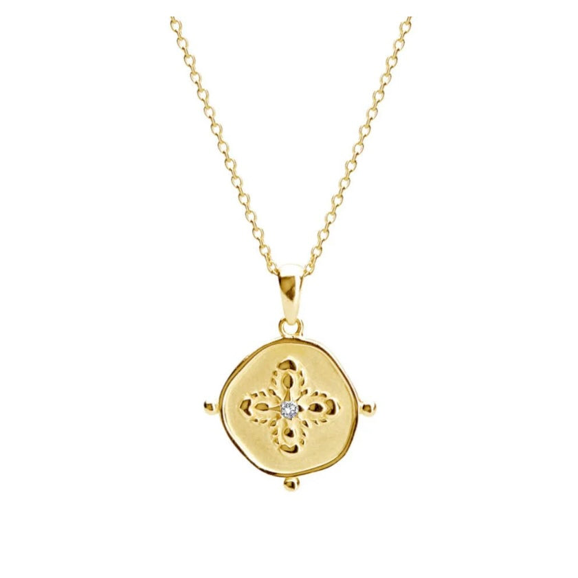Sahara Medallion Necklace in 18 KT
Yellow Gold Plate