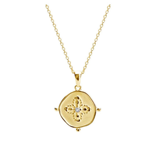 Sahara Medallion Necklace in 18 KT
Yellow Gold Plate