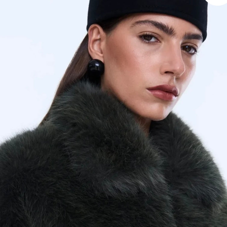 Ena Pelly - Daphne Faux Fur Bomber-Olive