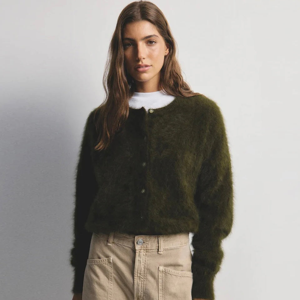 World Of Nomads-Frankie Cashmere Cardigan -Moss