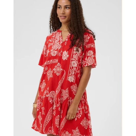 Gianni Dress- Red Ethnic Print