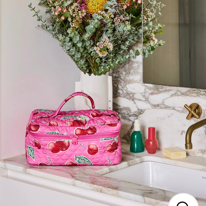 Cherry Blossom Quilted Cotton Toiletry Case-Kip & Co