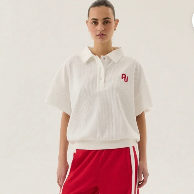 AJ WAFFLE SHORT SLEEVE SWEATSHIRT -SNOW