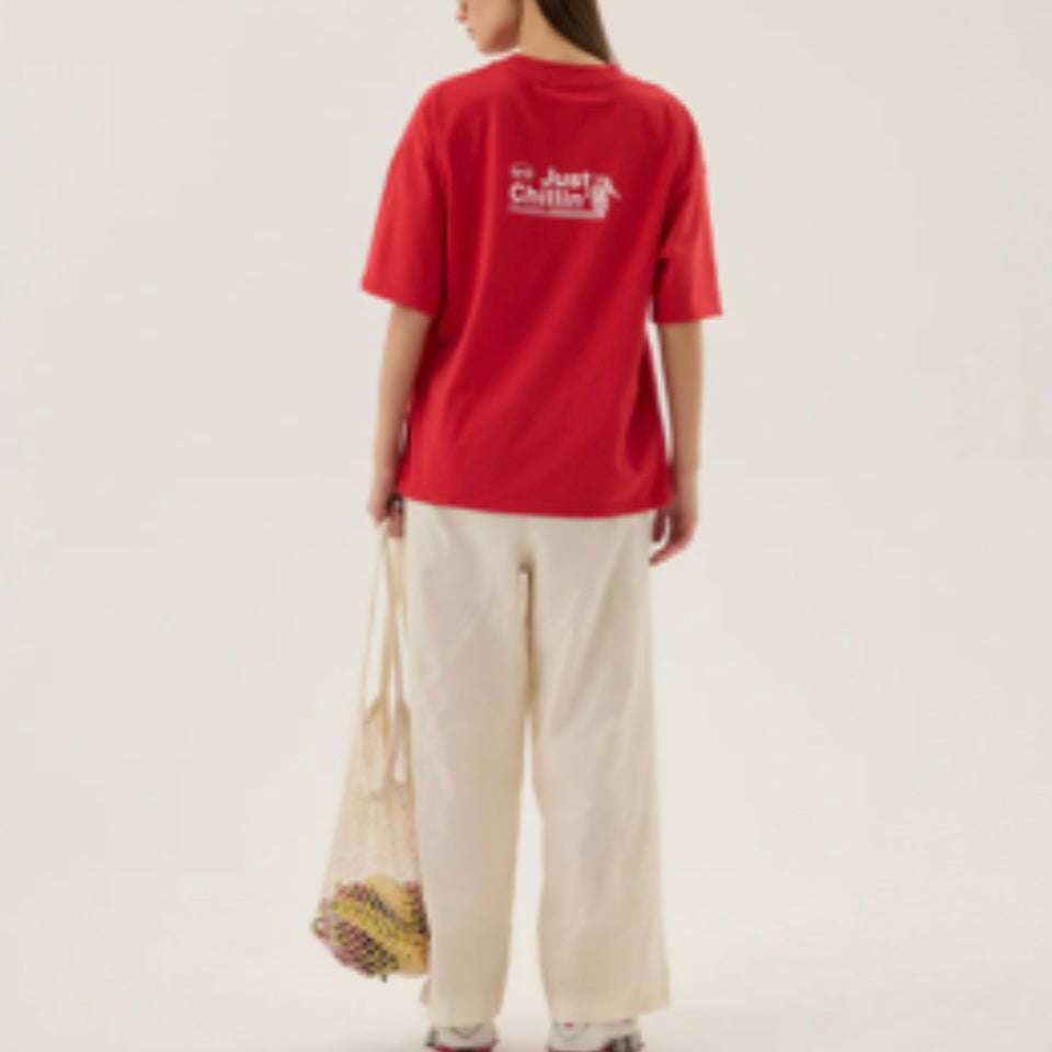 CHILLIN OVERSIZED TEE- POPPY RED