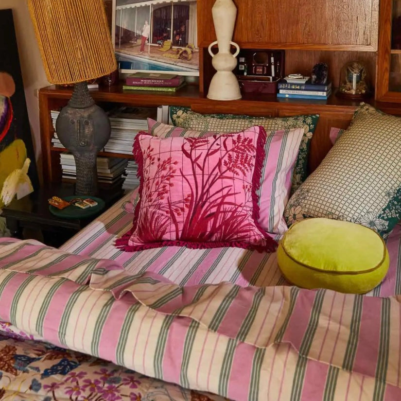 Adelyn Embroidered Cushion - Cosmo Pink