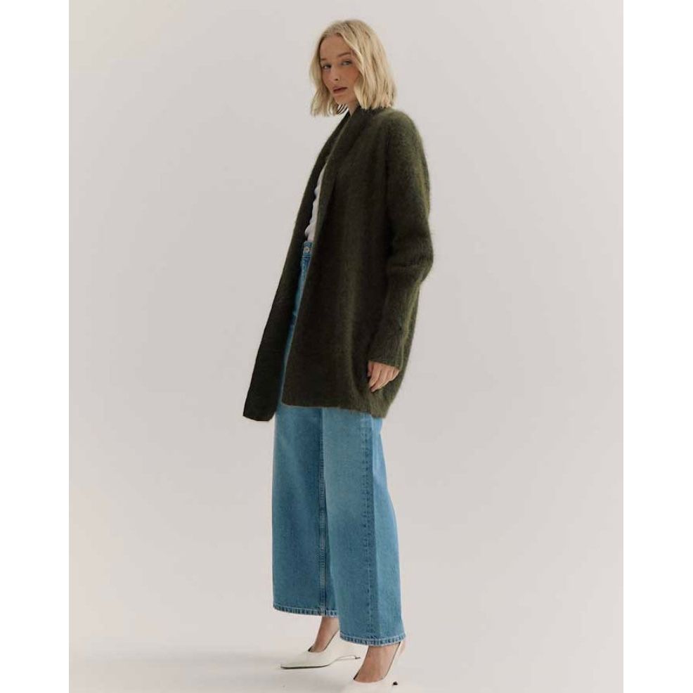 SOPHIA OPEN CASHMERE CARDIGAN-MOSS