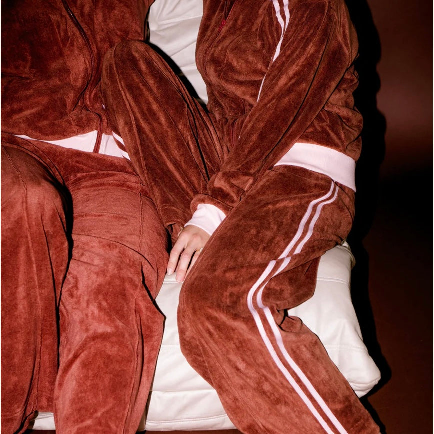 Chocolate & Blush Terry Pants-Vandy