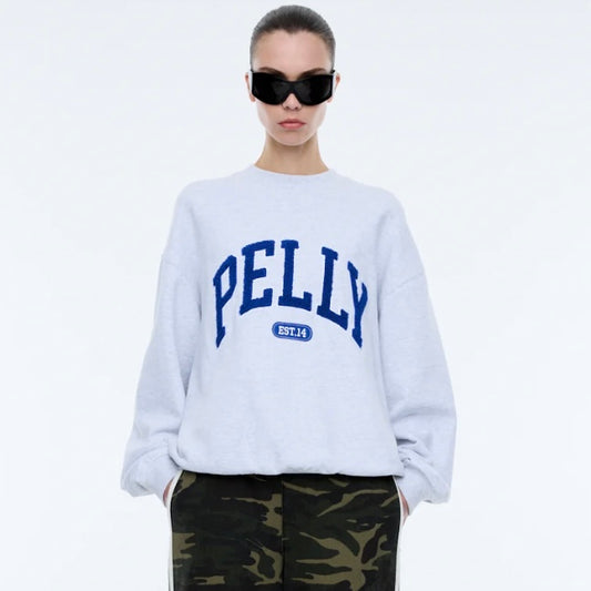 Anniversary Sweatshirt-White Marle & Blue