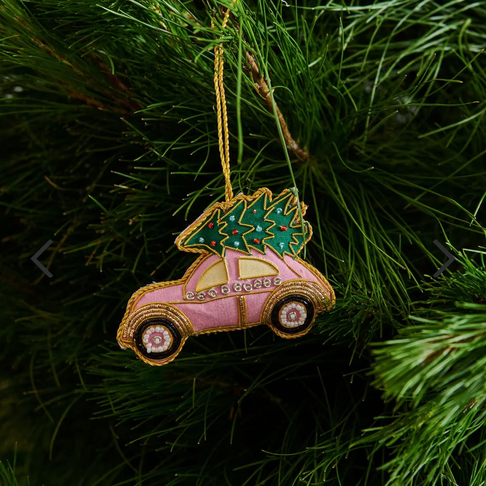 FESTIVE PINK CAR DECORATION
