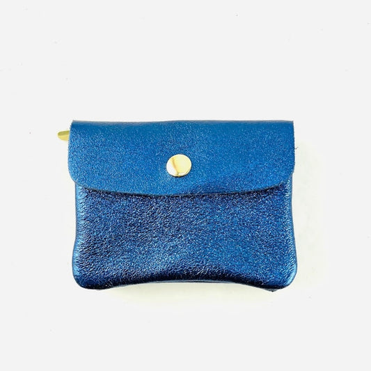 LOLA PURSE -BLUE METALLIC LEATHER
