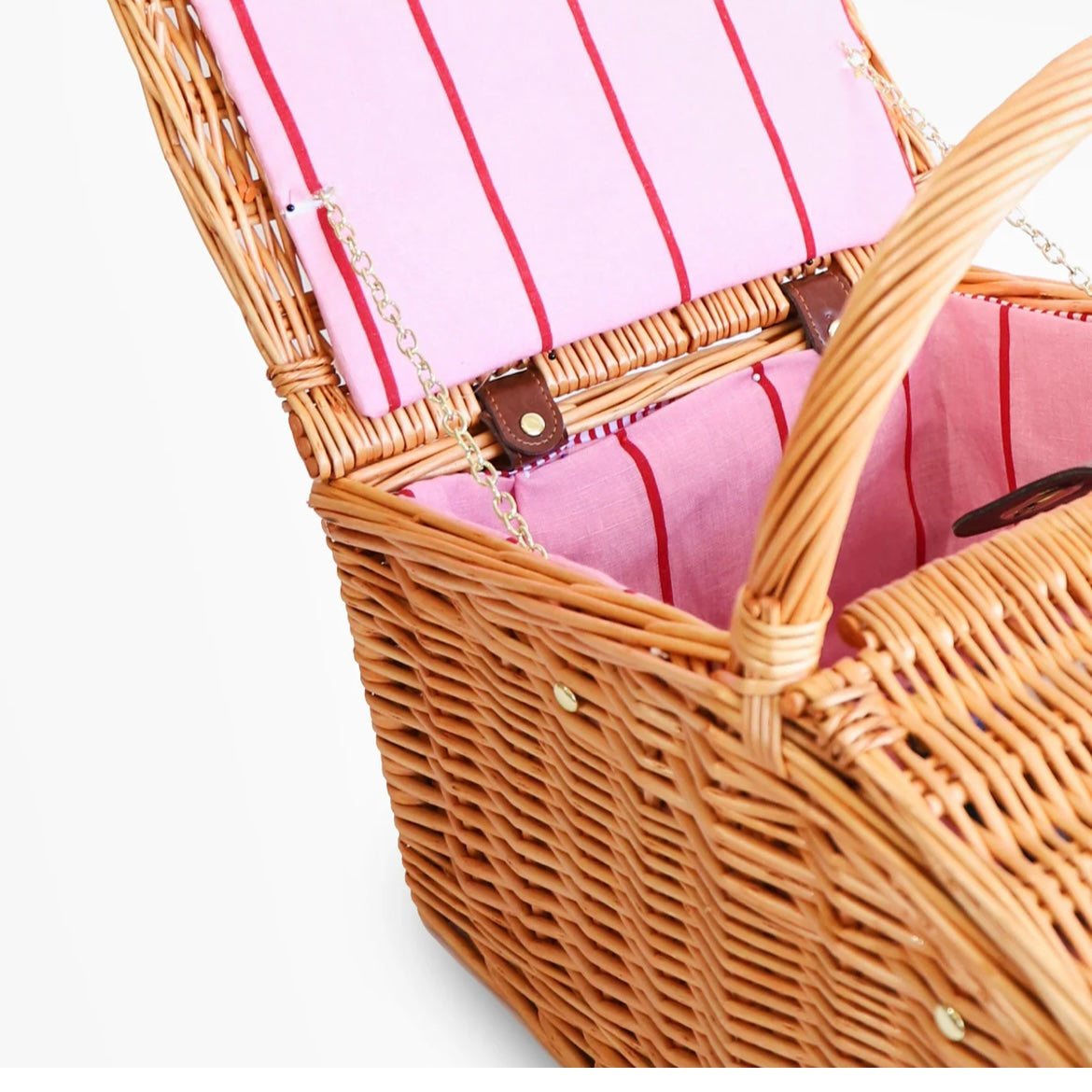 ICED VOVO STRIPE RATTAN PICNIC BASKET