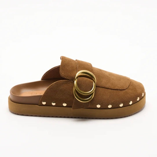 PASCAL LEATHER MULE - SUEDE TAN