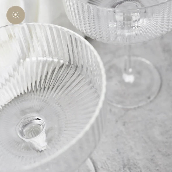 Sadie Ribbed Coupe Glasses-Clear