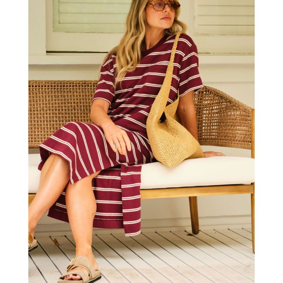 Charlotte Midi Terry Dress-Merlot