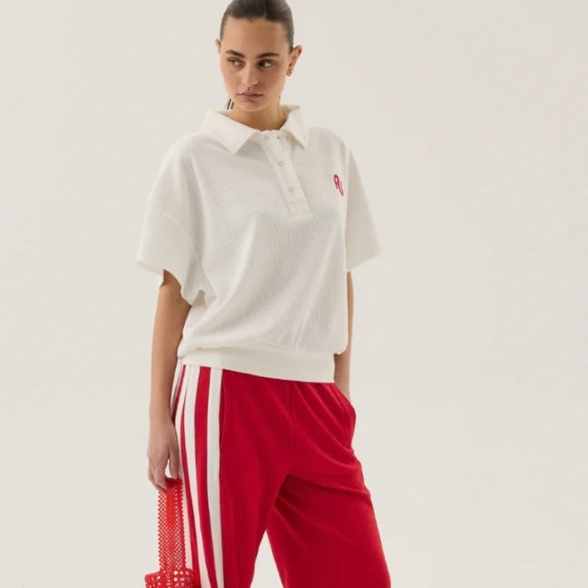 AJ WAFFLE SHORT SLEEVE SWEATSHIRT -SNOW