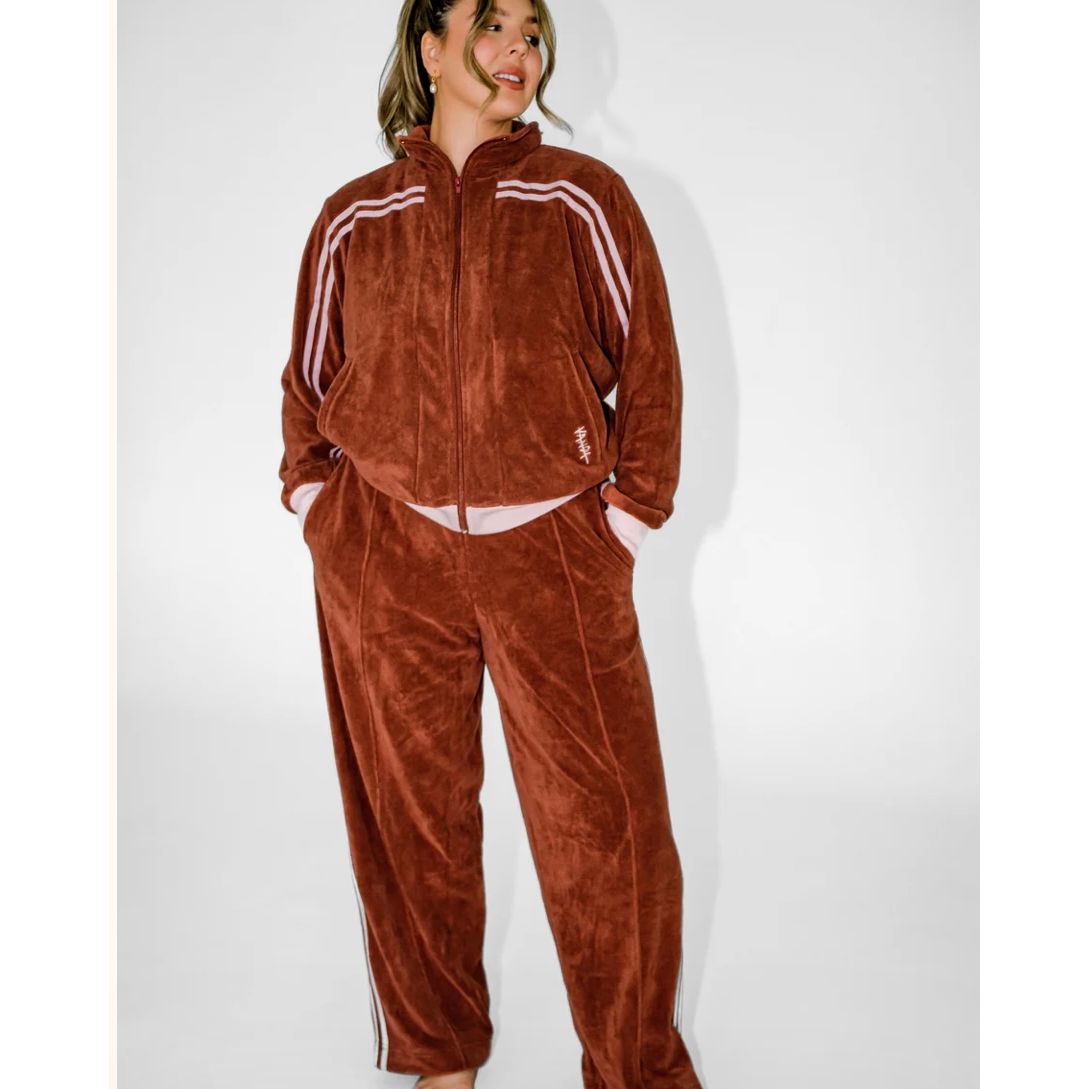 Chocolate & Blush Terry Pants-Vandy