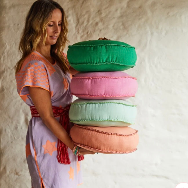RYLIE ROUND CUSHION - DAHLIA-SAGE & CLARE