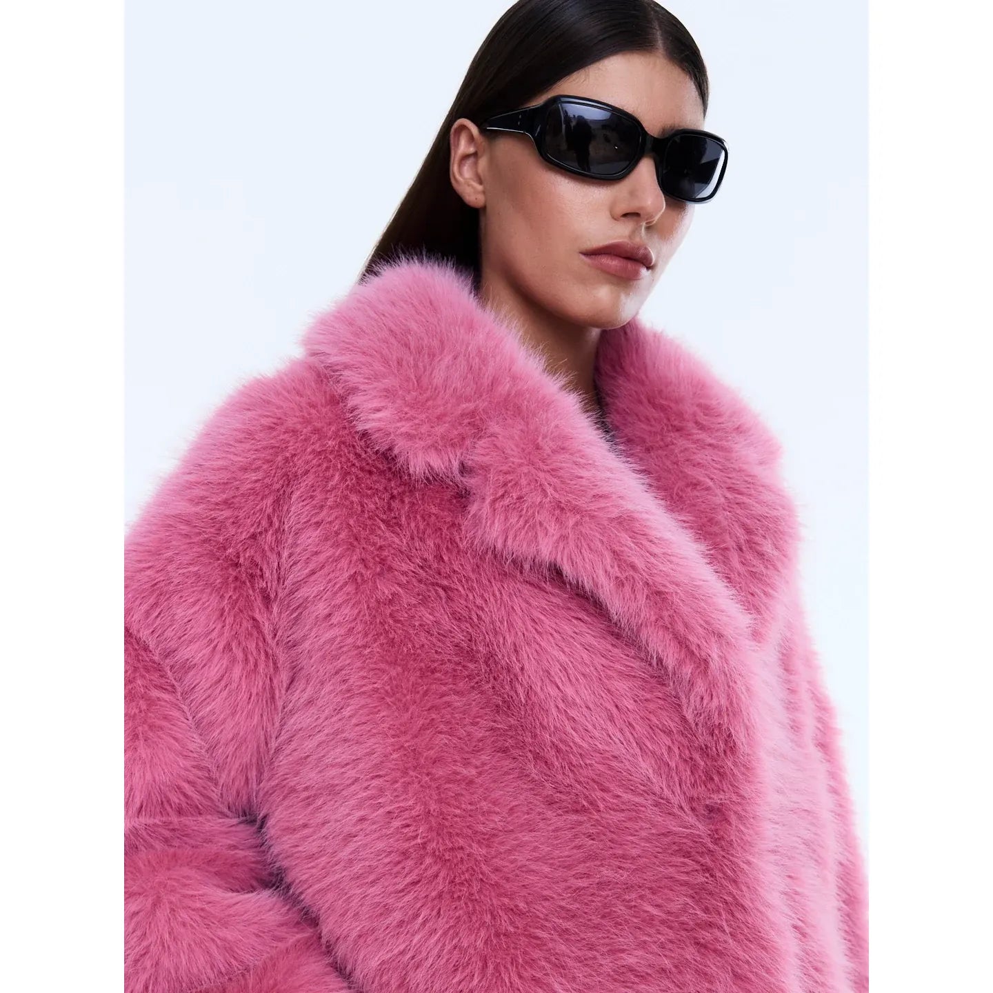 Ena Pelly -Emily Faux Fur Bomber-Bright Pink