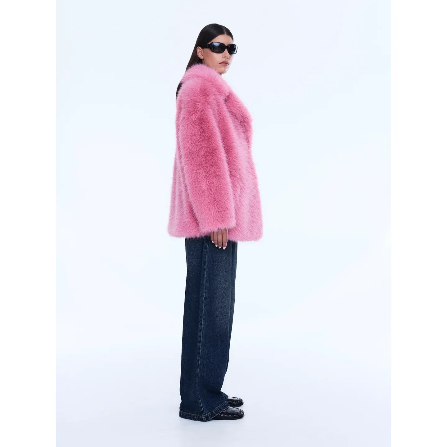 Ena Pelly -Emily Faux Fur Bomber-Bright Pink