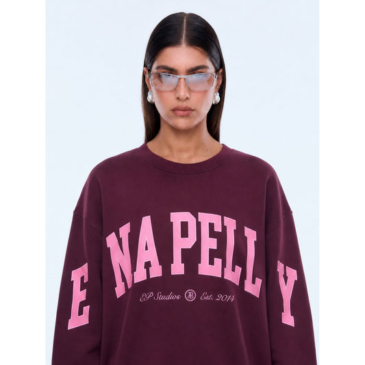 Ena Pelly- Mila Oversized Sweater- Deep Cherry/ Pink