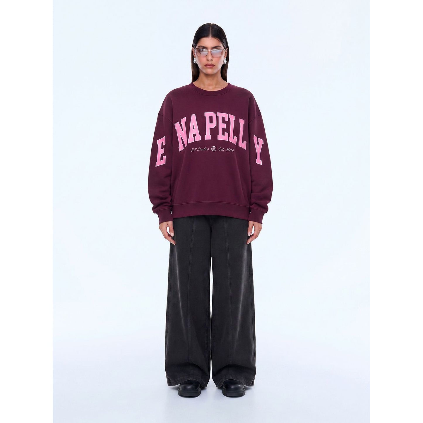 Ena Pelly- Mila Oversized Sweater- Deep Cherry/ Pink