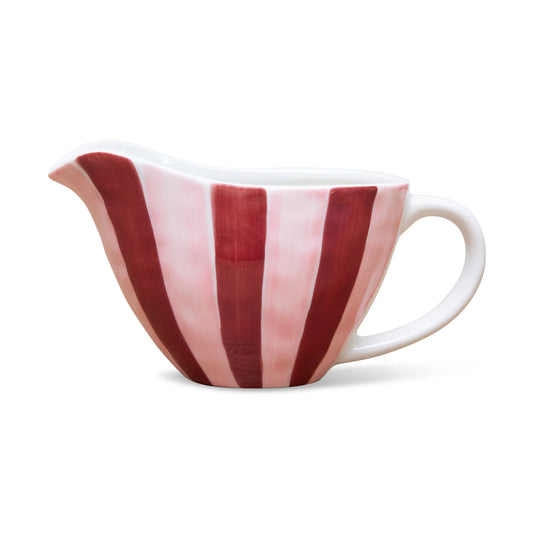 Ceramic Gravy Jug | Pink & Burgundy Stripe