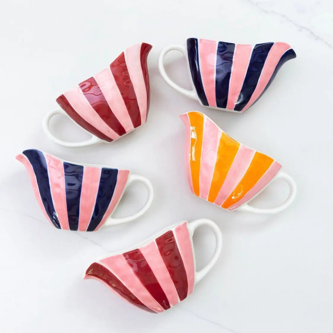 Ceramic Gravy Jug | Pink & Burgundy Stripe