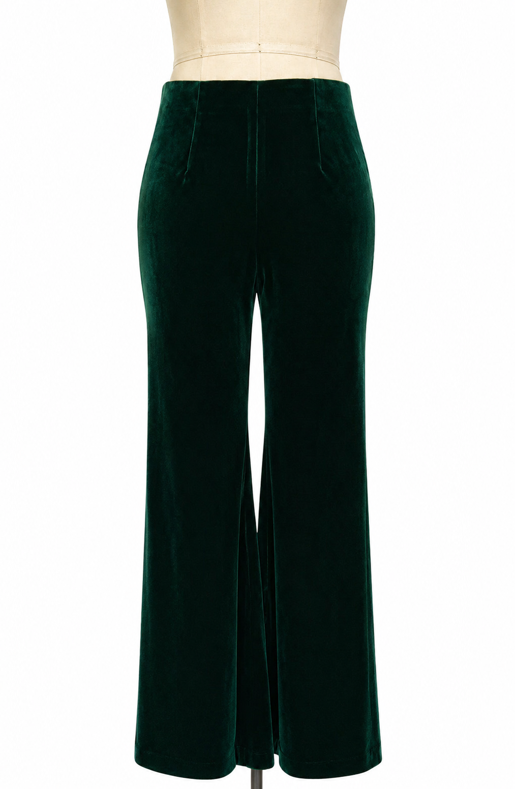 Emerald Green Velvet Flared Pants  with elasticated waistband