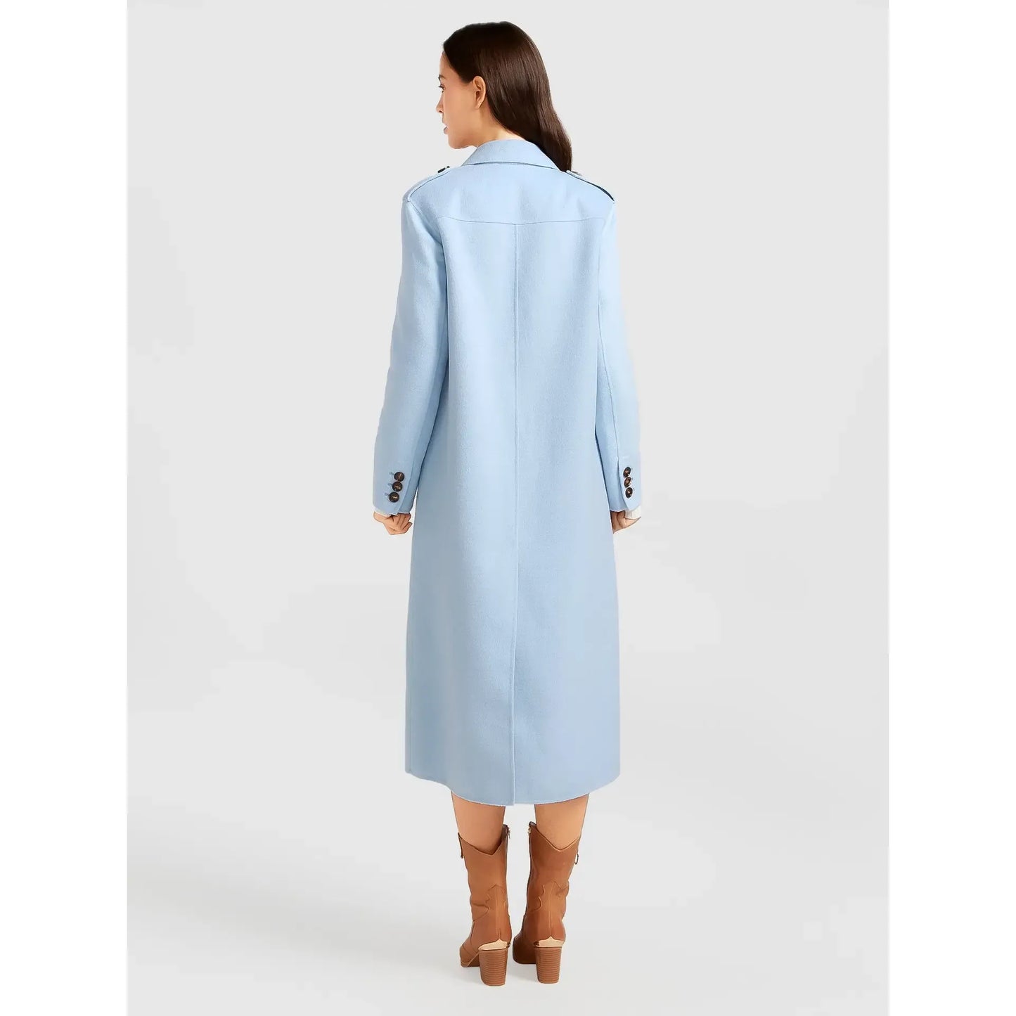 Sassie Longline Wool Coat-Powder Blue
