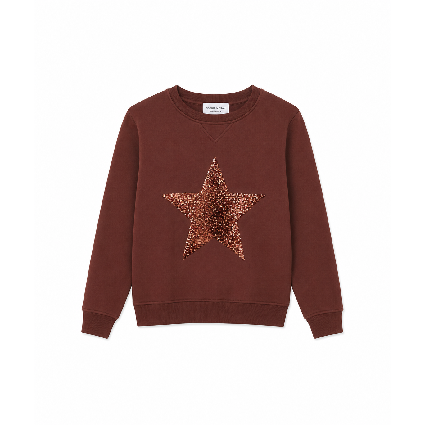 Sequin Star Sweatshirt – Chocolate