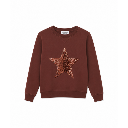 Sequin Star Sweatshirt – Chocolate