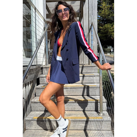 Arm Stripe Blazer - Navy with Red/Pink Stripes