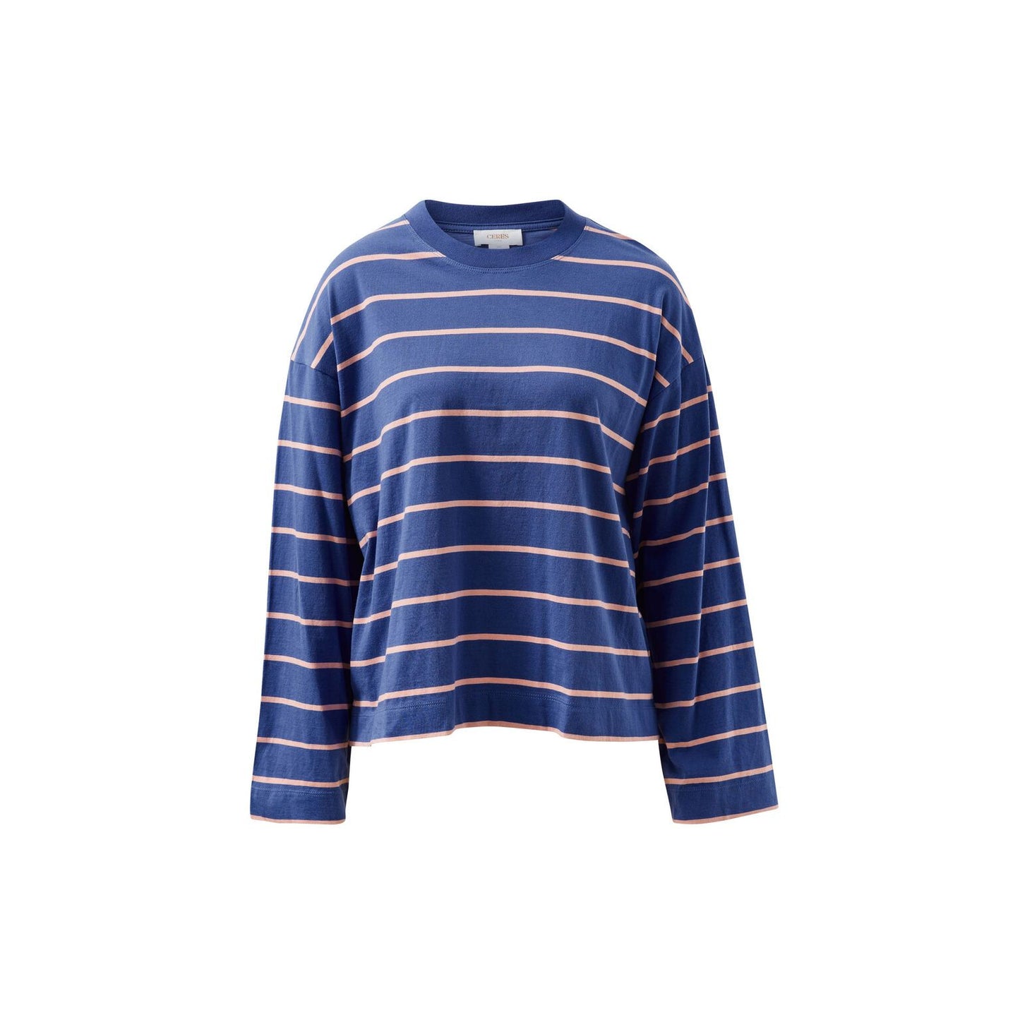 Beau Long Sleeve Slouchy Tee-Washed Navy / Pink Clay