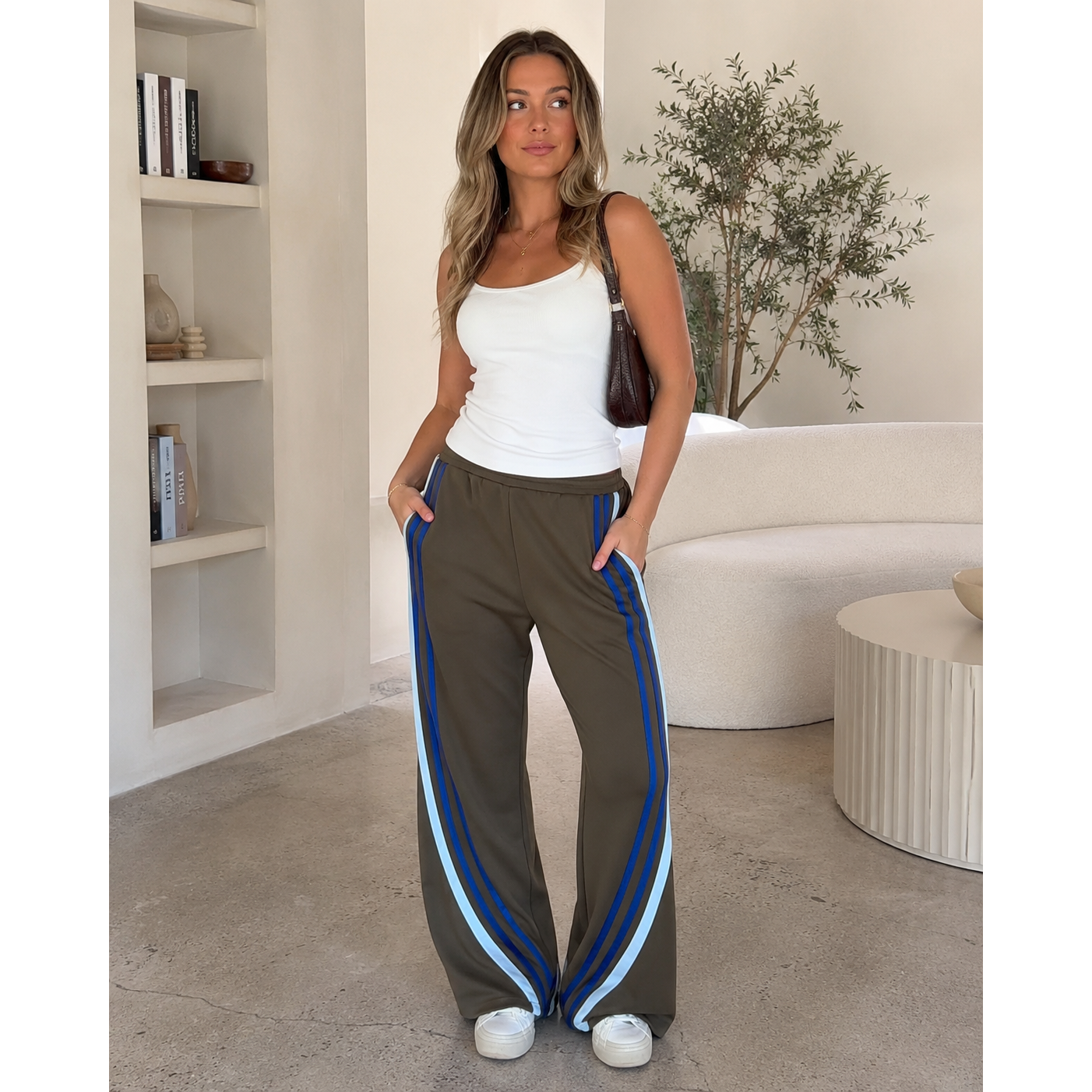 Nova Striped Track Pant - Khaki