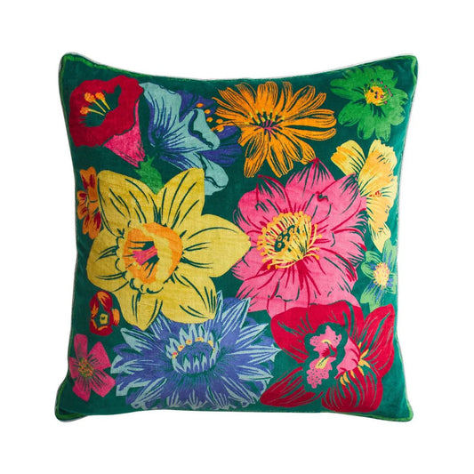 Ines Velvet Cushion - Verdant-Sage & Clare