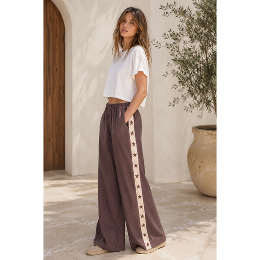 Eadie Racer Star Pant -Chocolate