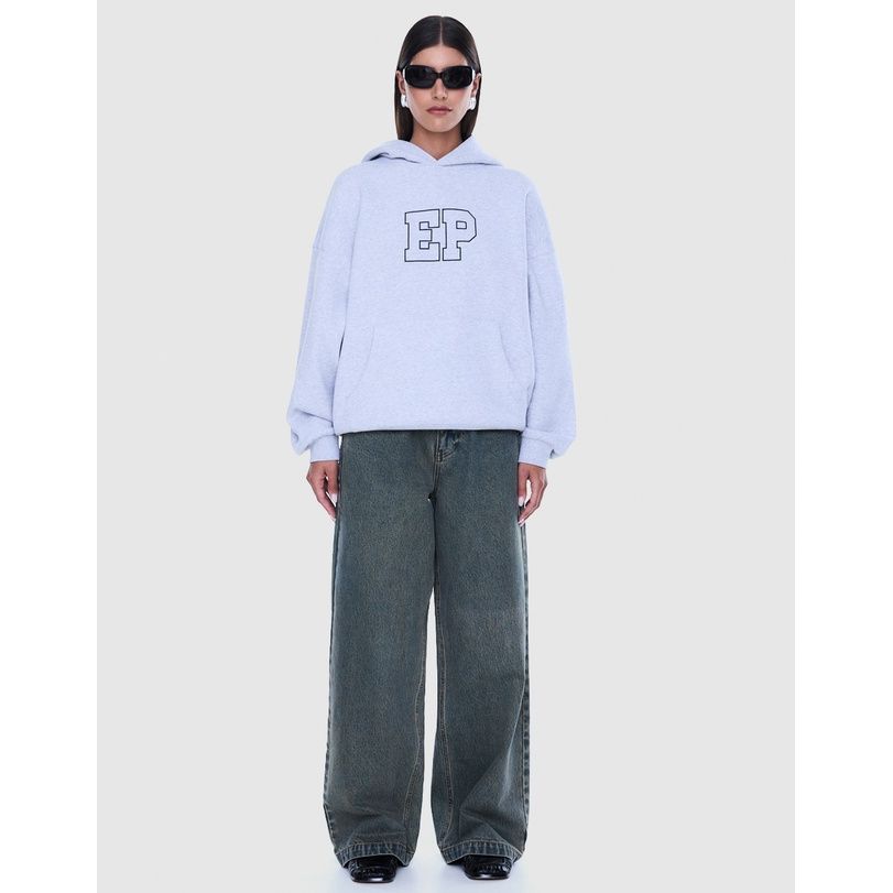 Ena Pelly-Cassie Oversized HOODIE - Mid Grey Marle /EP