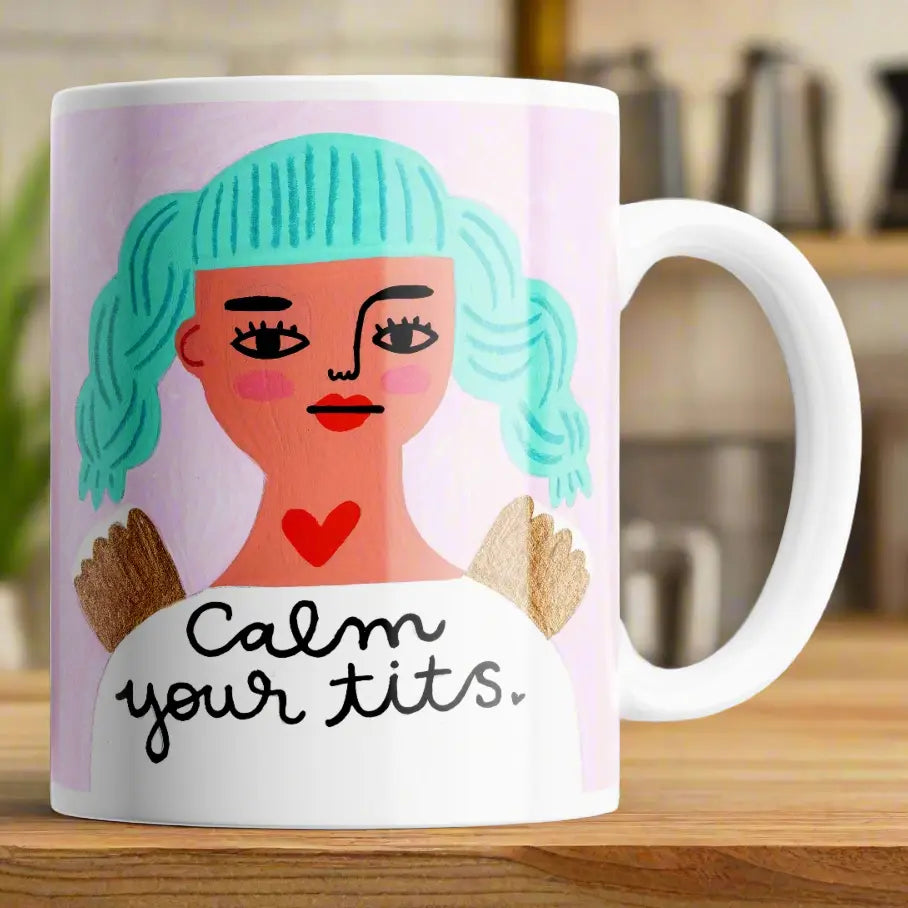 Calm Your Tits Grumpy Angel Mug