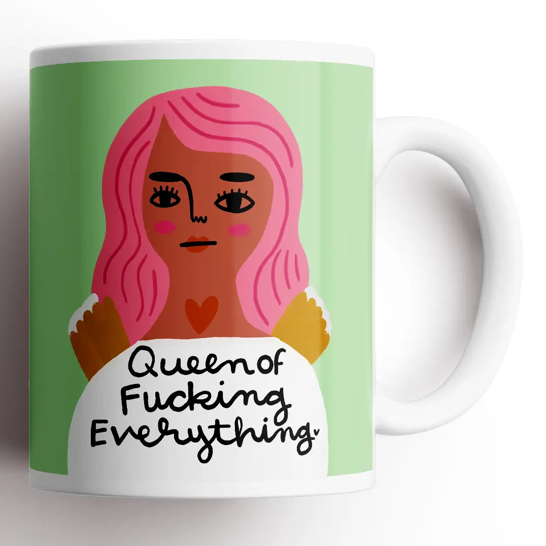 Queen of Fucking Everything Grumpy Angel Mug
