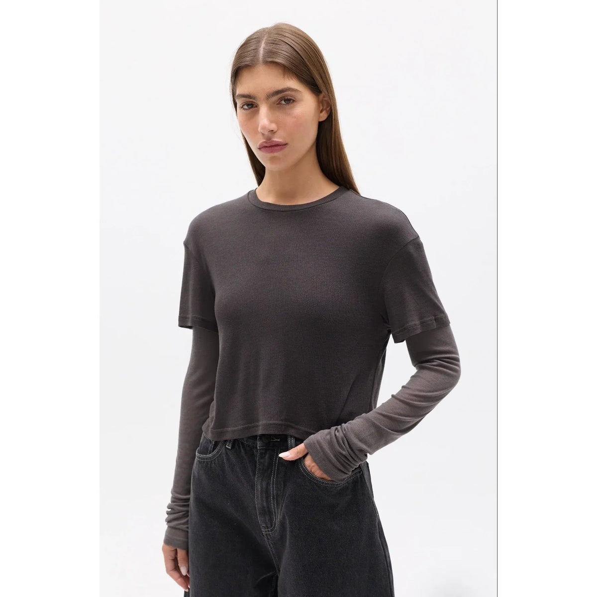Calenia Top- Dark Grey