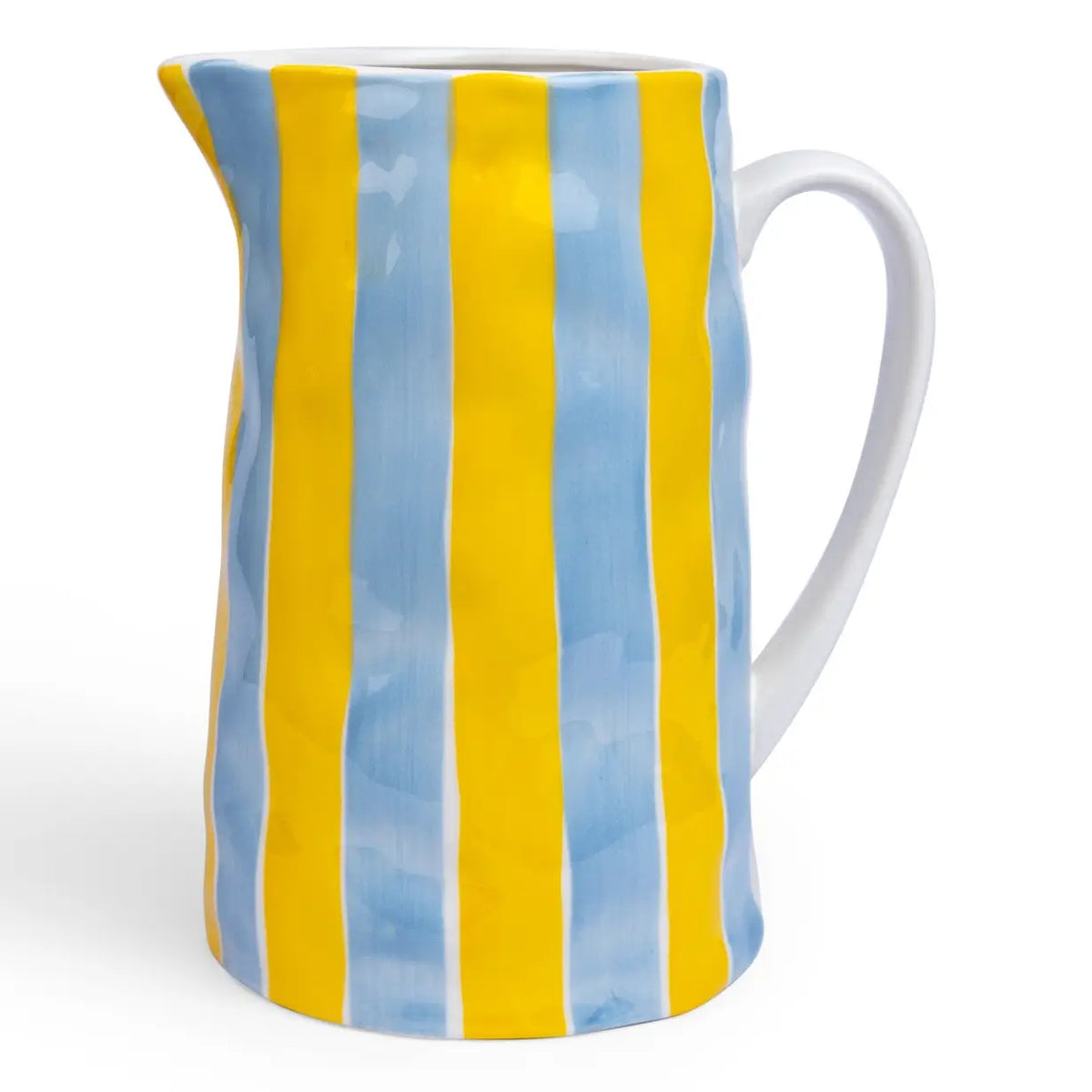 Ceramic Medium Jug | Cornflower Blue & Yellow Stripe