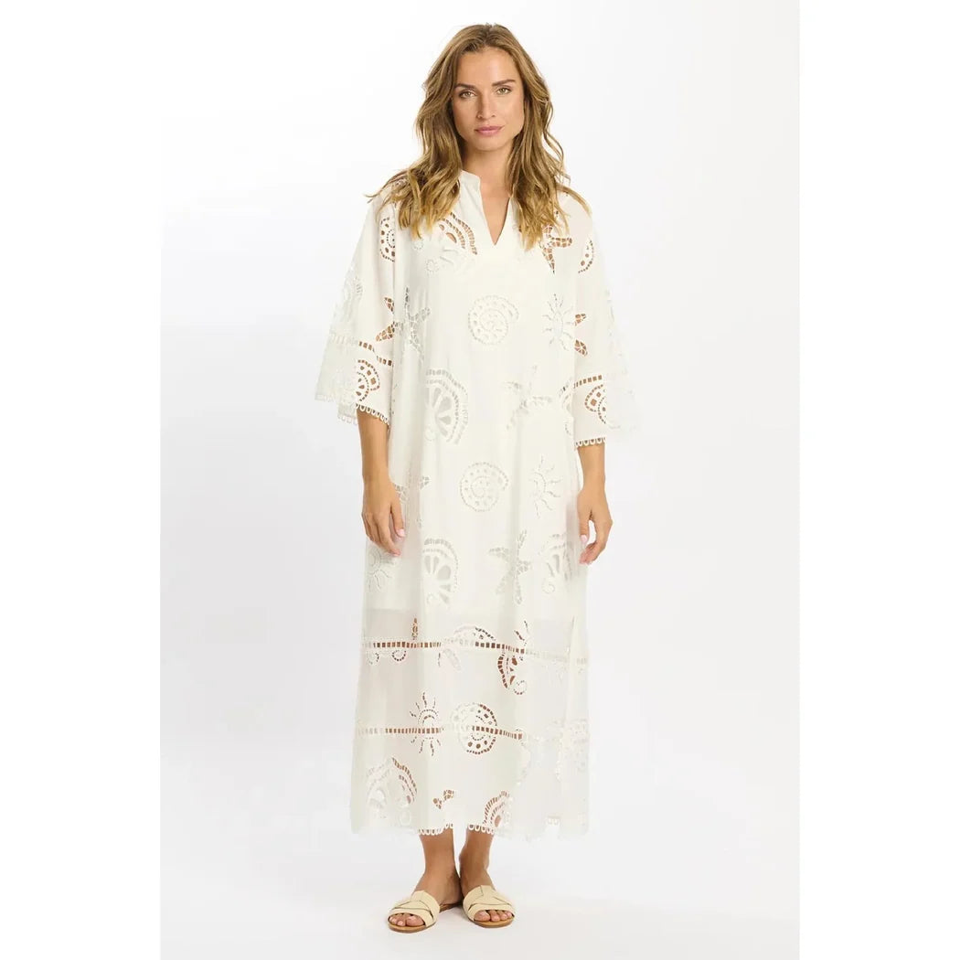 Miss June -Avalon White Broderie Kaftan