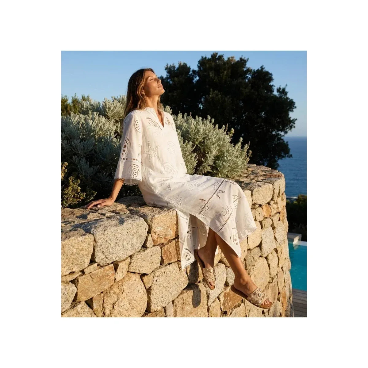 Miss June -Avalon White Broderie Kaftan