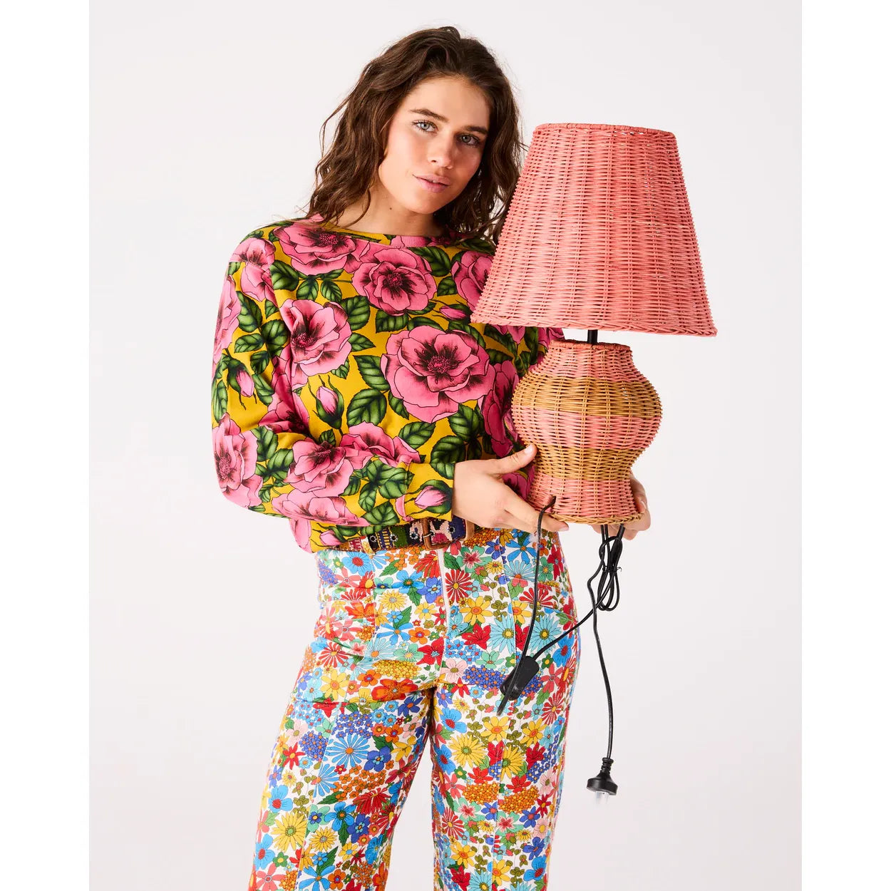 GUAVA STRIPE LE PARISIAN RATTAN LAMP