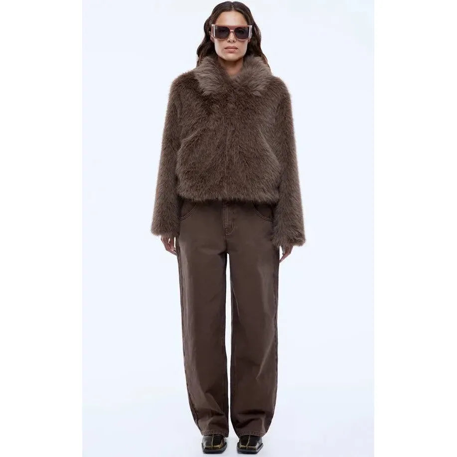 Charlie Faux Fur Jacket | Ash Brown