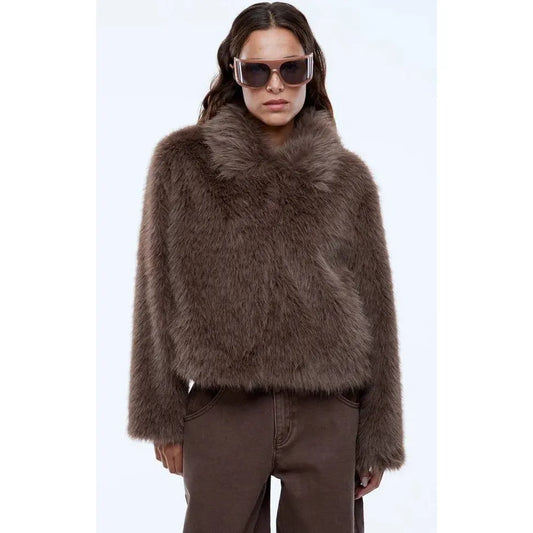 Charlie Faux Fur Jacket | Ash Brown